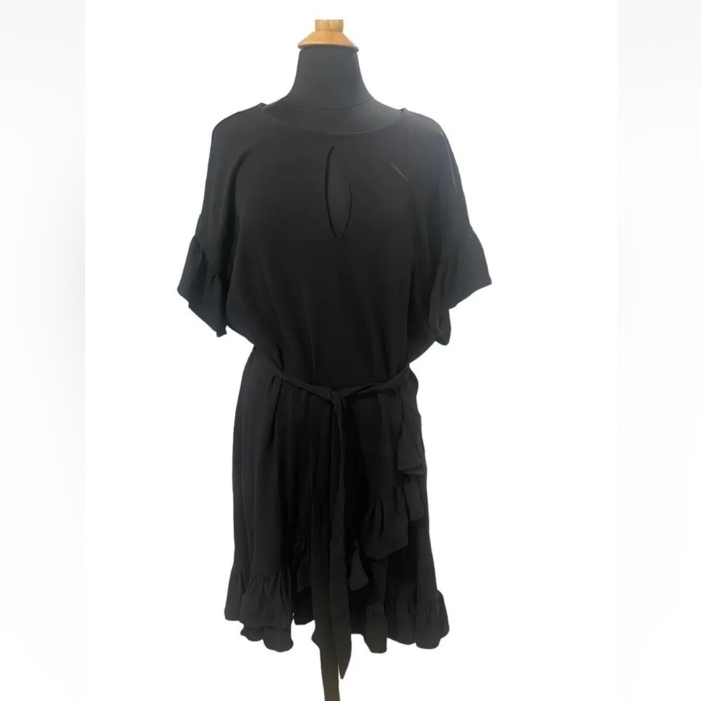 Eloquii Black Ruffle Plus Size Dress with Belt -size 18
